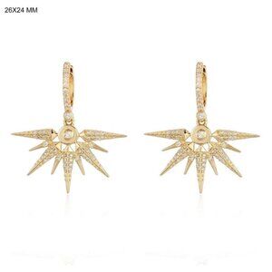 112 Diamond 14K (or 18k upon request) Yellow Gold Diamond Drop Earrings